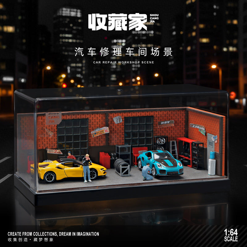 Shou Cang Jia 1:64 CAR REPAIR WORKSHOP SCENE SCJ82002-A