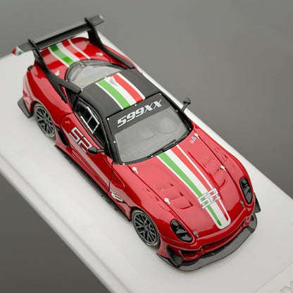 Red sports car model with Italian flag stripes on a gray background