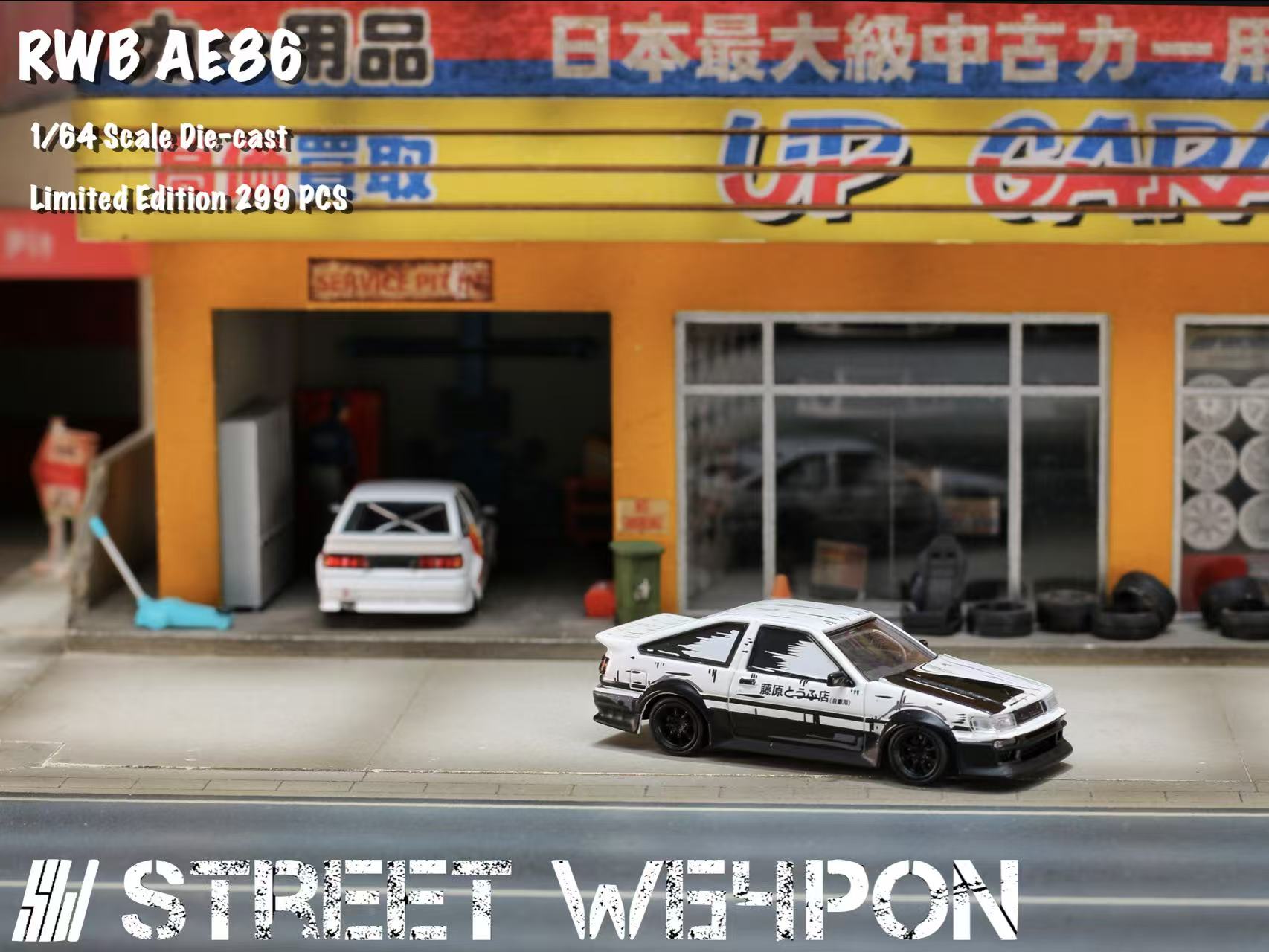 Street Weapon 1:64 RWB AE86 White #16 TRD Racing Car/Initial D