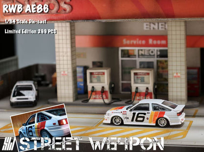Street Weapon 1:64 RWB AE86 White #16 TRD Racing Car/Initial D Fujiwara Tofu Shop [2 Versions] (Preorder)