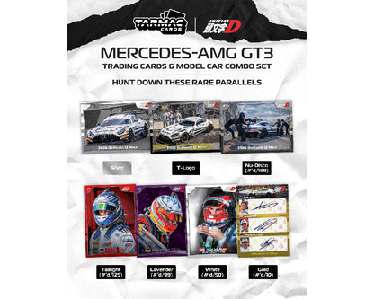 Tarmac Cards x Initial D Mercedes-AMG GT3 Bathurst 12 Hour Trading Cards and Model Car Combo Set featuring Craft-Bamboo Racing diecast model car and collectible trading cards