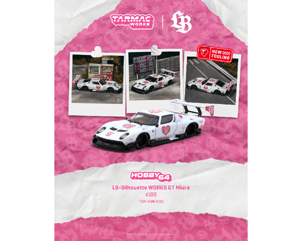 (Preorder) Tarmac Works 1:64 LB-Silhouette WORKS GT Miura KIDS – White T64-098-KDS