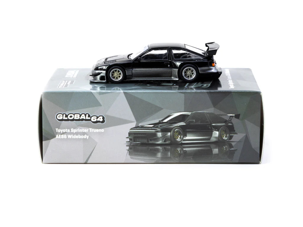 (Coming Soon) Tarmac Works 1:64 Toyota Sprinter Trueno AE86 Widebody Black/Grey T64G-060-BG [Event Edition]