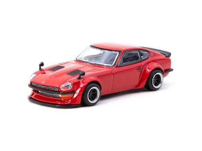 Red model car on a white background