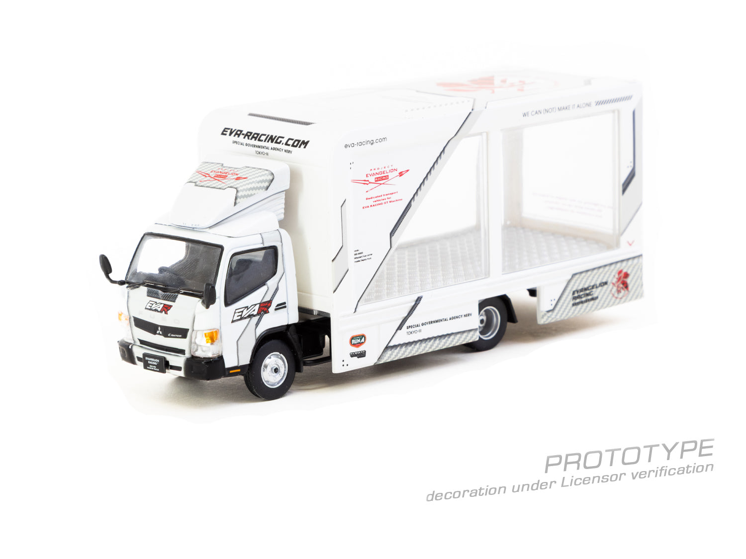 Model truck with a trailer on a white background