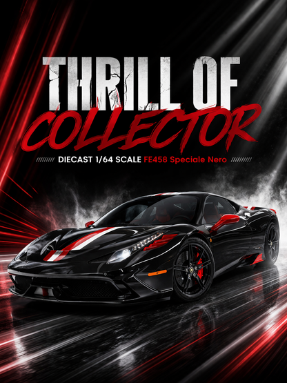 Promotional image of a diecast car model with 'Thrill of Collector' text and car details.