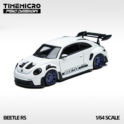 Model car of a Beetle RS with 'TimeMicro' branding on a white background