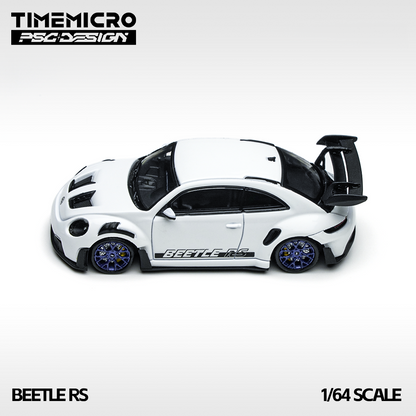 Model car of a Beetle RS with open doors on a white background, featuring the Timemicro logo.