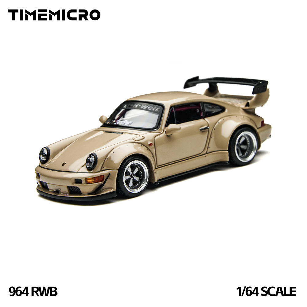 Beige model car with a black roof on a white background