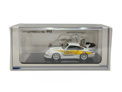TNT Model 1:64 RWB Porsche 993 #23 White Yellow Lightning Livery Diecast Model Car in Display Case Packaging