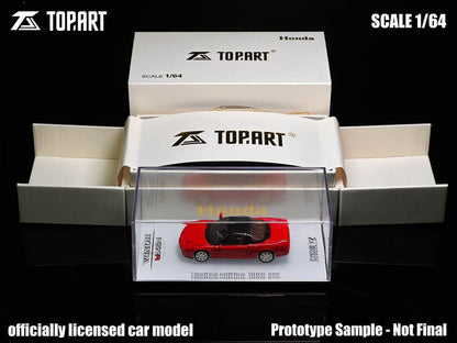 Topart Honda model car in a clear display case with packaging on a black background