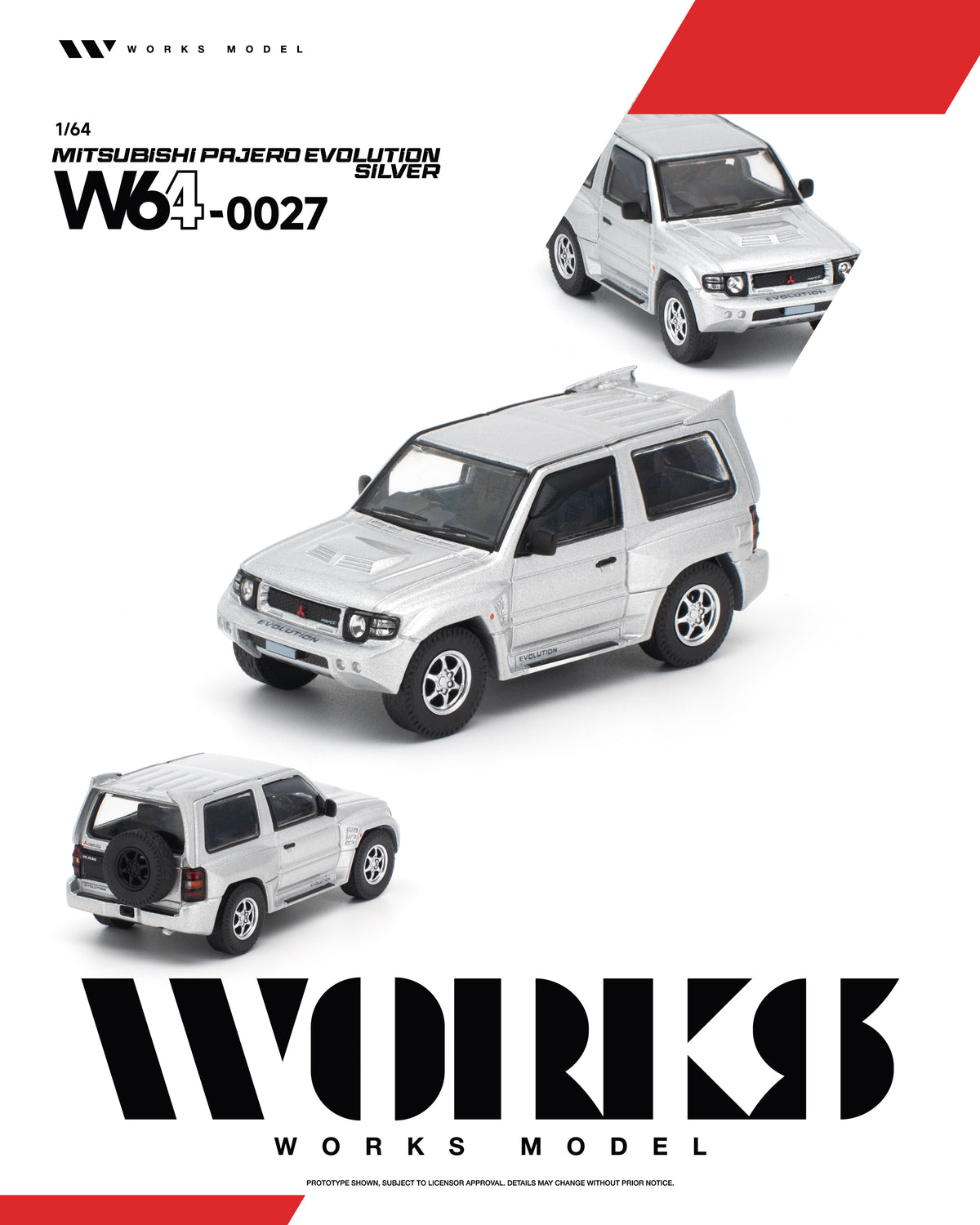 (Preorder) WORKS 1:64 MITSUBISHI PAJERO EVOLUTION SILVER W640027