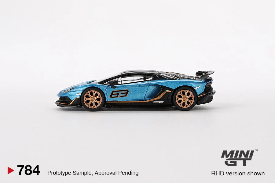 Mini GT 1:64 Lamborghini Aventador SVJ 63 – Blu Aegir