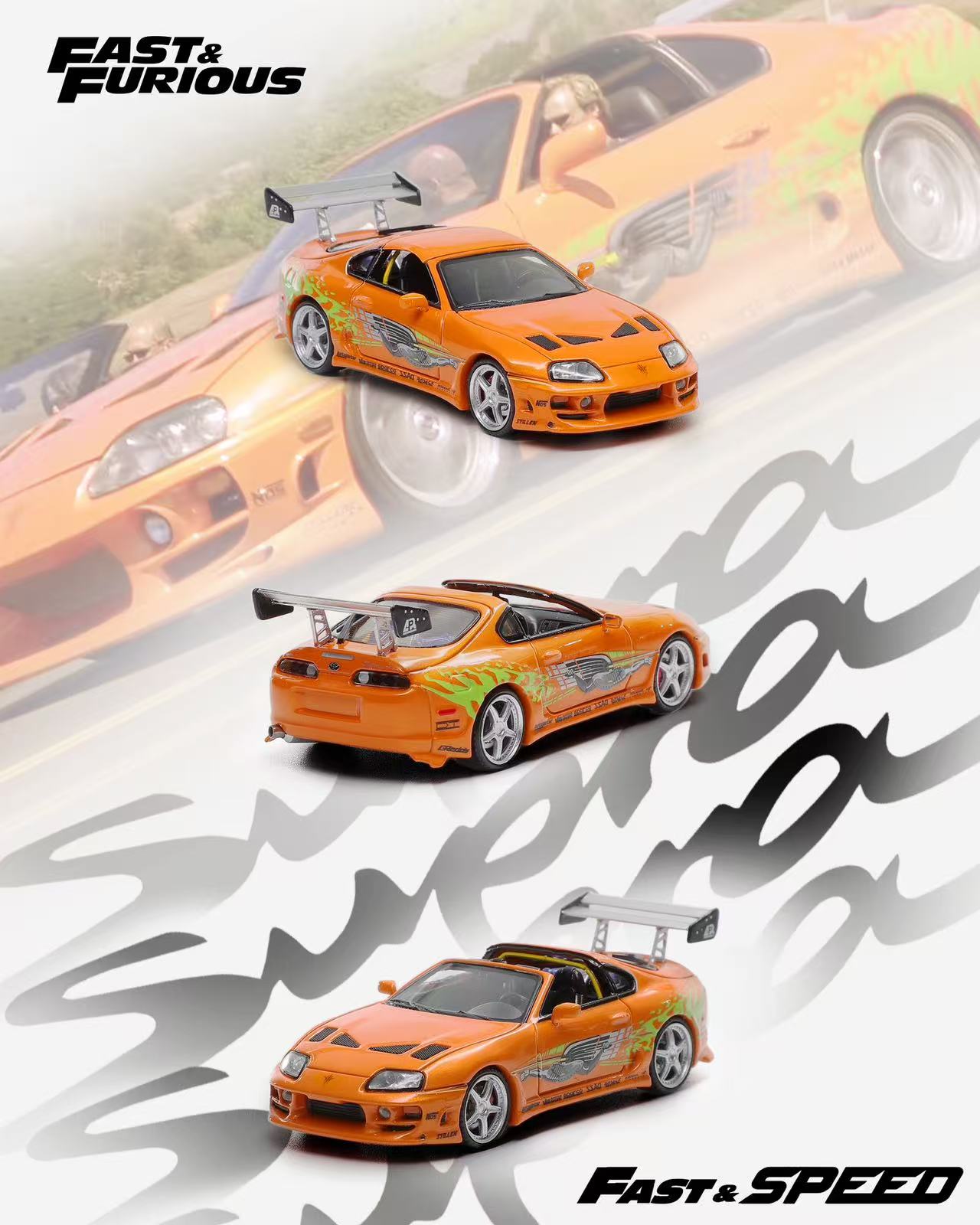 (Preorde) Fast Speed 1:64 Toyota Supra Targa 4th Generation A80 Bomex Version - FNF Orange [2 Versions]