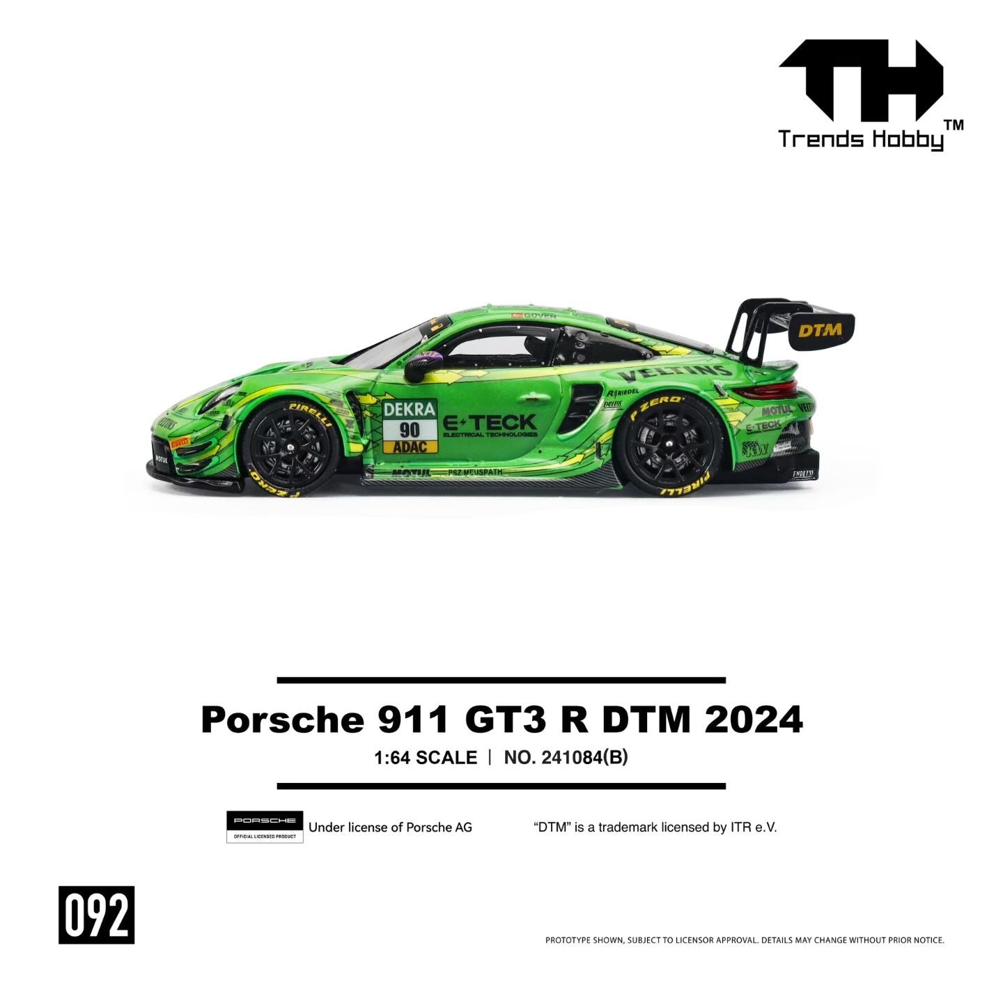(Preorder) Trends Hobby 1:64 Porsche 911 GT3 R DTM 2024 GREEN 241084(B)