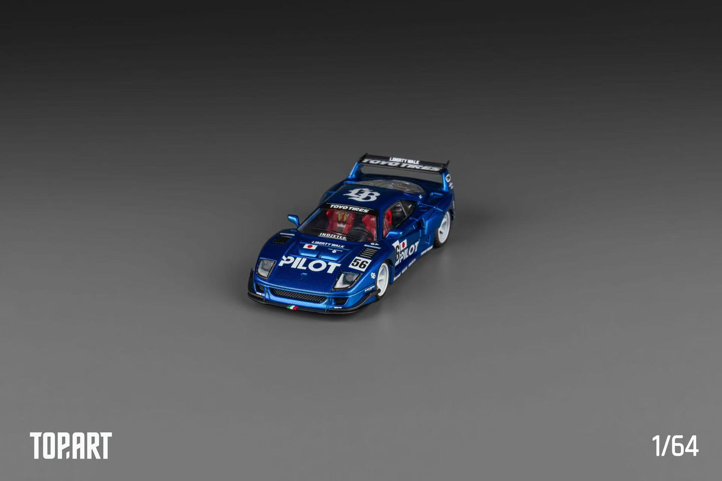 (Coming Soon) TopArt 1:64 LBWK F40 Pilot Chrome Pilot Blue