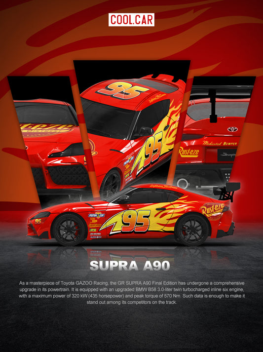 (Preorder) Cool Car 1:64 Toyota Supra A90 Lightning McQueen Livery CC647416