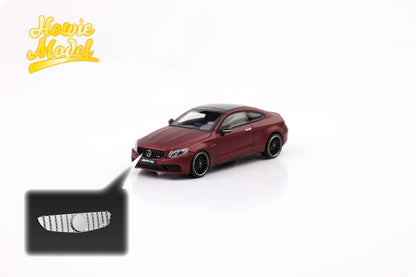 Model car with a logo in the corner on a white background