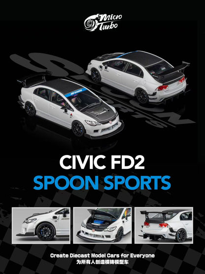 (Coming Soon) Microturbo 1:64 Honda Civic FD2 Spoon White MT6411B1
