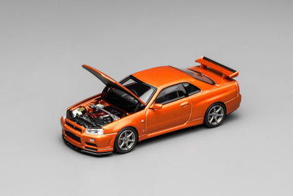 (Preorder) Motorhelix 1:64 Nissan Skyline GT-R (R34) V-Spec II Customized - Orange M63471