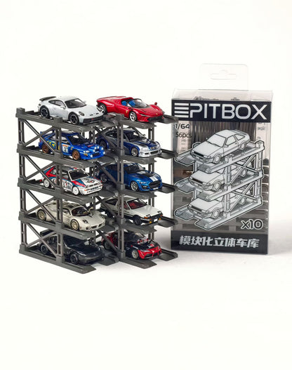 (Coming Soon) PITBOX 1:64 3D Parking Rack for Diecast Cars [10-Pack]