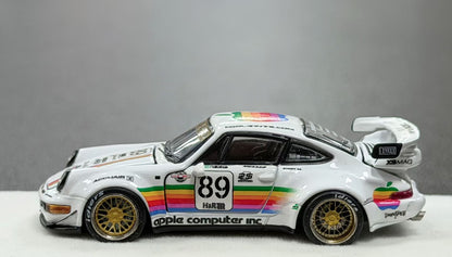 Model car with colorful design and '89' on a gray background