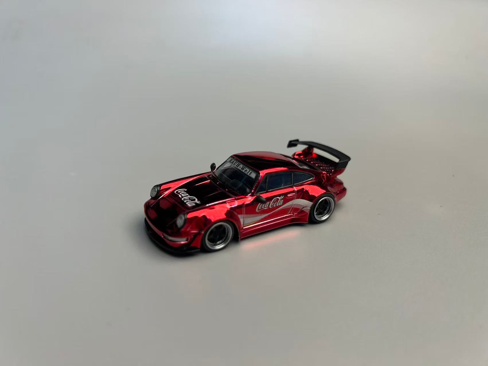 Flame 1:64 Porsche RWB 993/964 Supreme/Coca Cola Livery Chrome Red