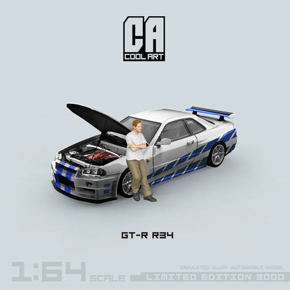 Cool Art 1:64 Nissan Skyline GT-R R34 Paul Silver Doll Version