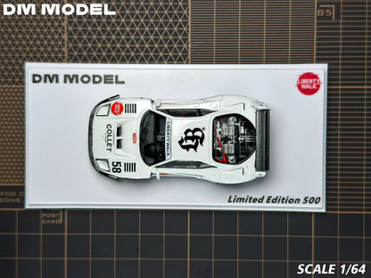 Model car on a display card with 'DM Model' branding