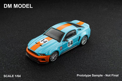 DM Model 1:64 Modified Ford Mustang 2014 [Gulf/White] (Preorder)