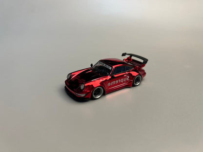 (Preorder) Flame 1:64 Porsche RWB 993/964 Supreme/Coca Cola Livery Chrome Red [4 Styles]