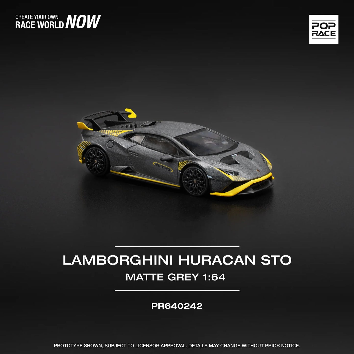 Pop Race 1:64 Lamborghini Huracan STO Matte Grey Dull Gray PR640242 (Preorder)