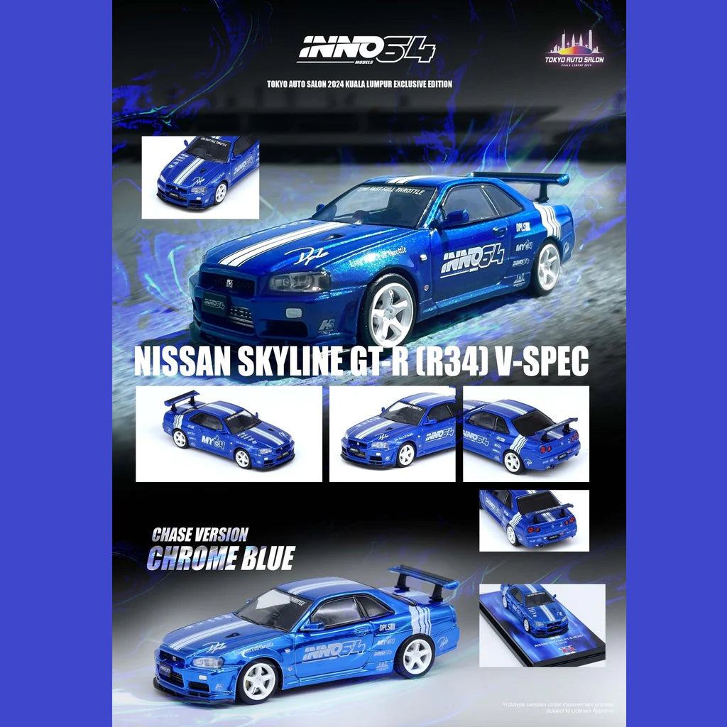 Inno64 1:64 Nissan Skyline GT-R (R34) V-SPEC Tokyo Auto Salon 2024 KUALA LUMPUR Exclusive IN64-R34VS-TASKL24 [Event Edition]